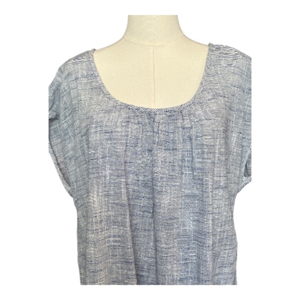 NWOT Sonoma blue & white embroidered hem short sleeve top – size XL - Picture 2 of 9